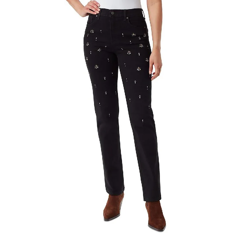Customer Appreciation Sale Womens High Rise Embellished Ankle Jeans