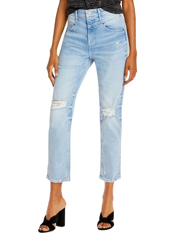 Special Buy Womens Distressed Light Wash Straight Leg Jeans