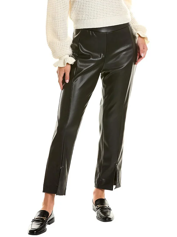 Bonus Savings Womens Vegan Leather Split Hem High-Waisted Pants