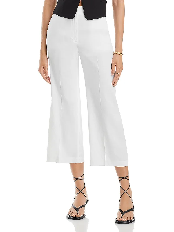 Flash Deal Terena Womens Solid Linen Straight Leg Pants