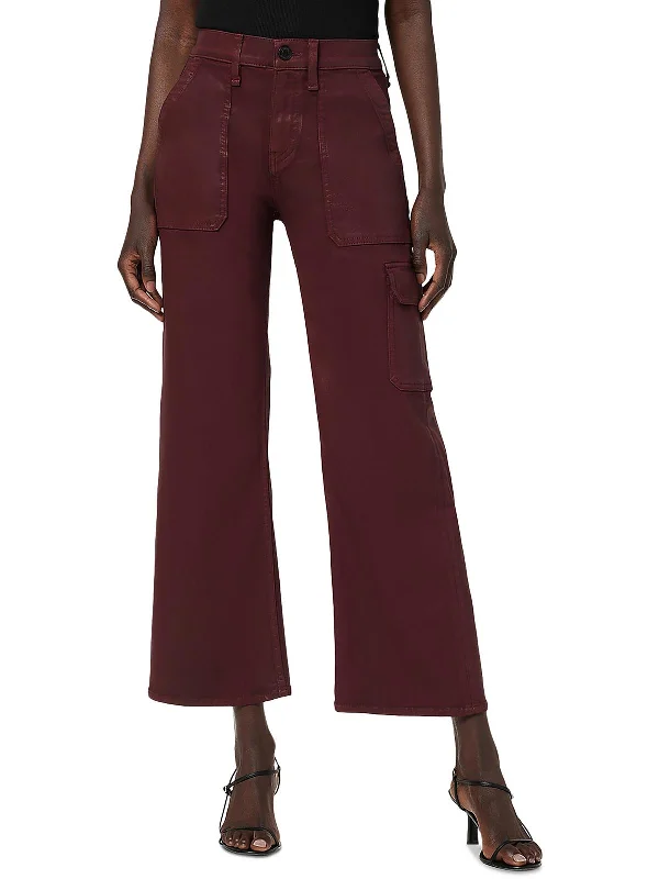 Deal of the Week Rosie Womens Coated Wide Leg Cargo Jeans