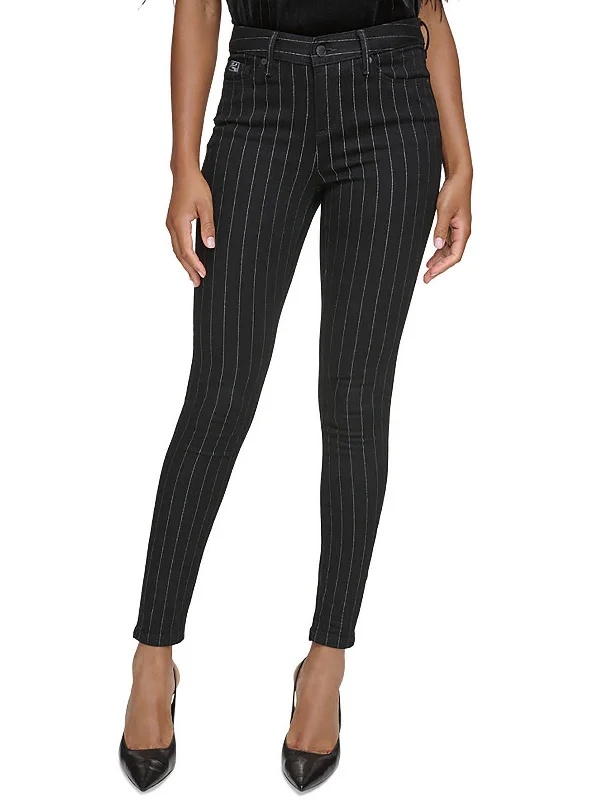 Price Break Womens Metallic Stripe Slim Leg Skinny Jeans