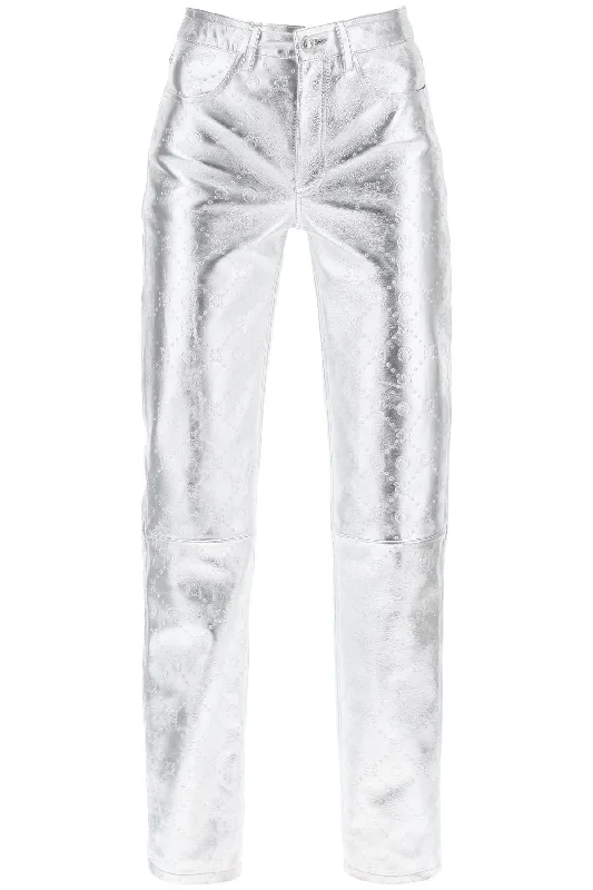 Crazy Savings Marine Serre Women's Moonogram Pants In Laminated Leather