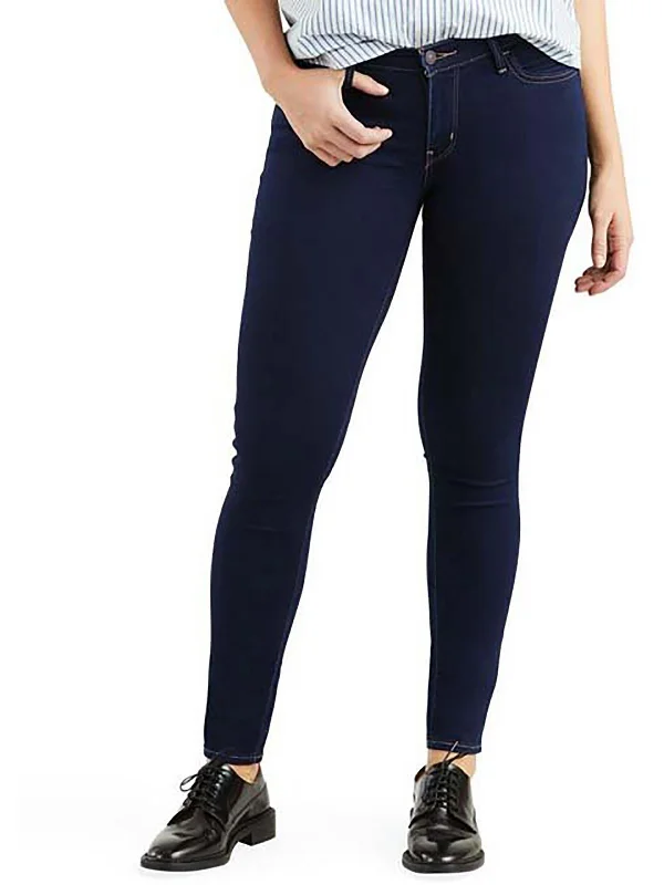 Weekend Shopping Extravaganza 710 Womens Mid-Rise Dark Wash Skinny Jeans