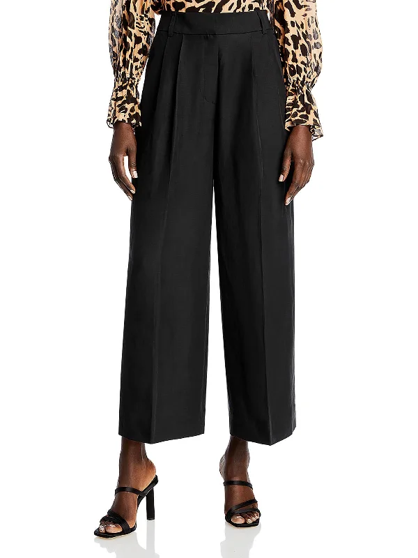 Weekend Savings Galore Womens Linen Blend Pleater Wide Leg Pants
