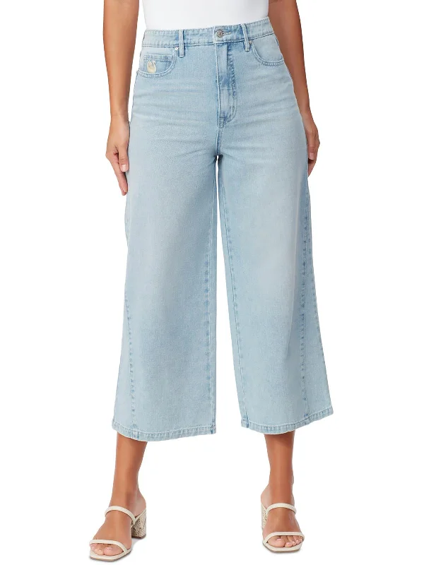 Crazy Deals Rori Womens Crop High Rise Wide Leg Jeans
