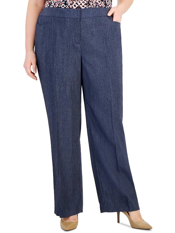 Don’t Miss Out Plus Womens High Rise Work Wear Straight Leg Pants