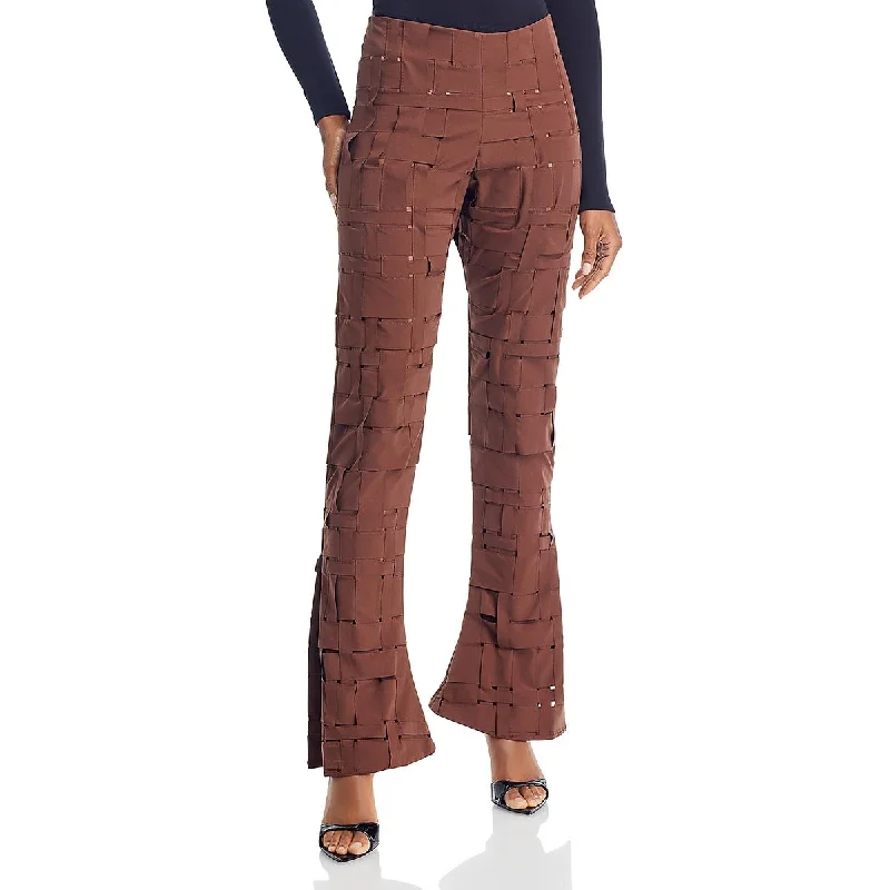 Weekend Offers That Sizzle Womens High Rise Split Hem Straight Leg Pants