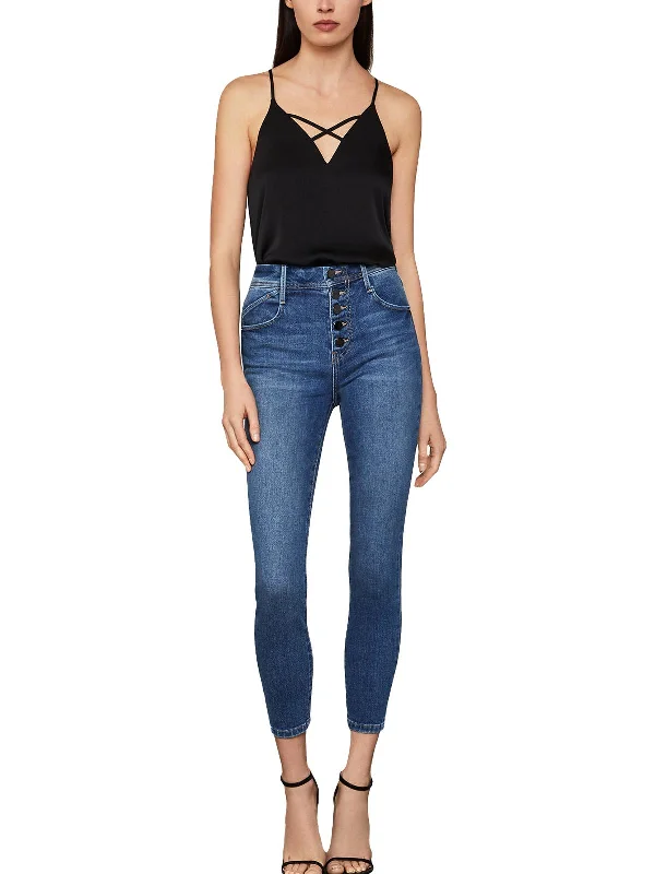Year-End Sale Womens High Rise Skinny Cropped Jeans