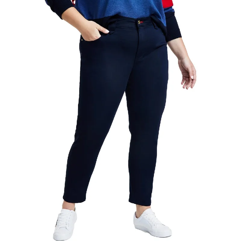 Time-Limited Offer Plus Womens Sateen Logo Ankle Jeans
