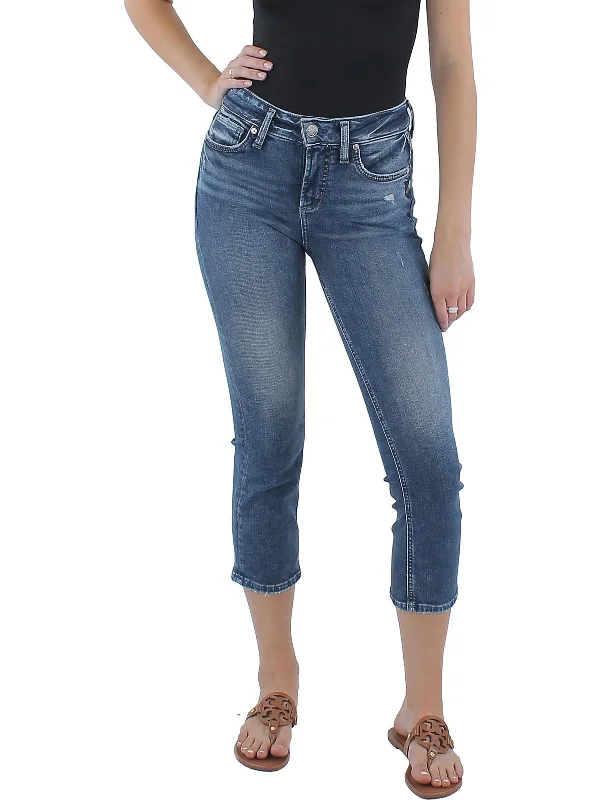 Weekend Specials to Delight Womens Mid Rise Medium Wash Capri Jeans