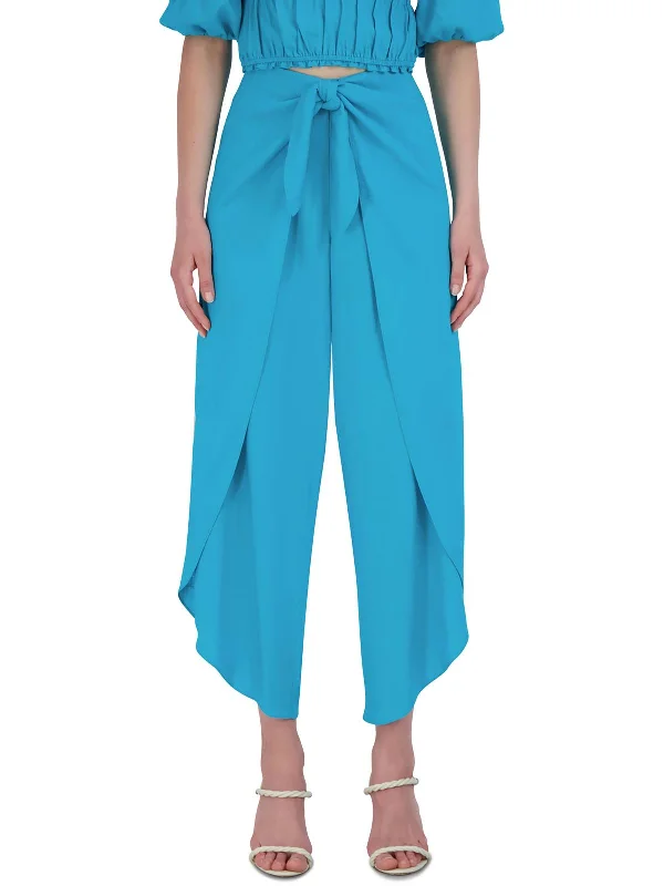 Weekend Wonders Await! Womens High Rise Tie Waist Wide Leg Pants