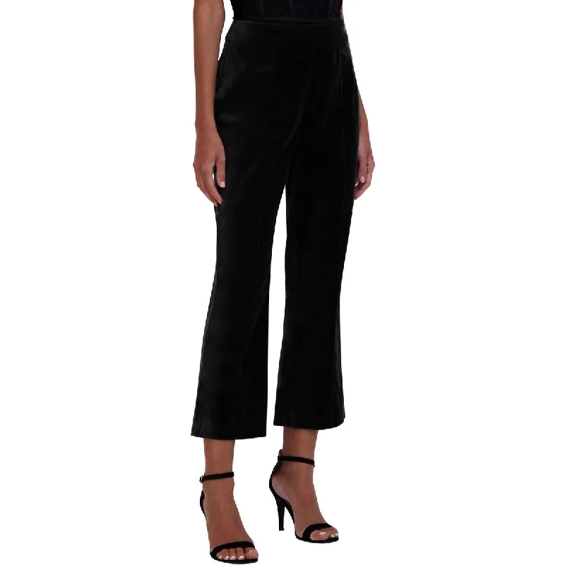 Weekend Deal Womens Velvet Side Zip Flared Pants