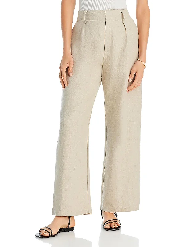 New Deals Ida Womens Linen Pleated Ankle Pants