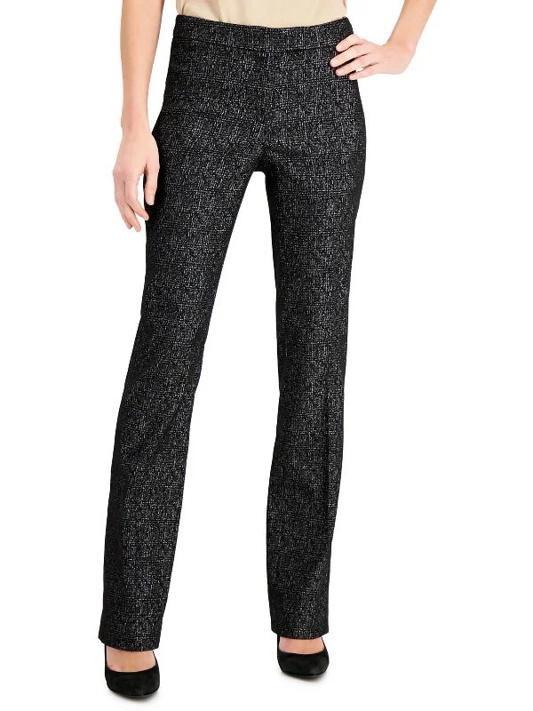 Deal Explosion Womens Metallic Mid-Rise Flared Pants