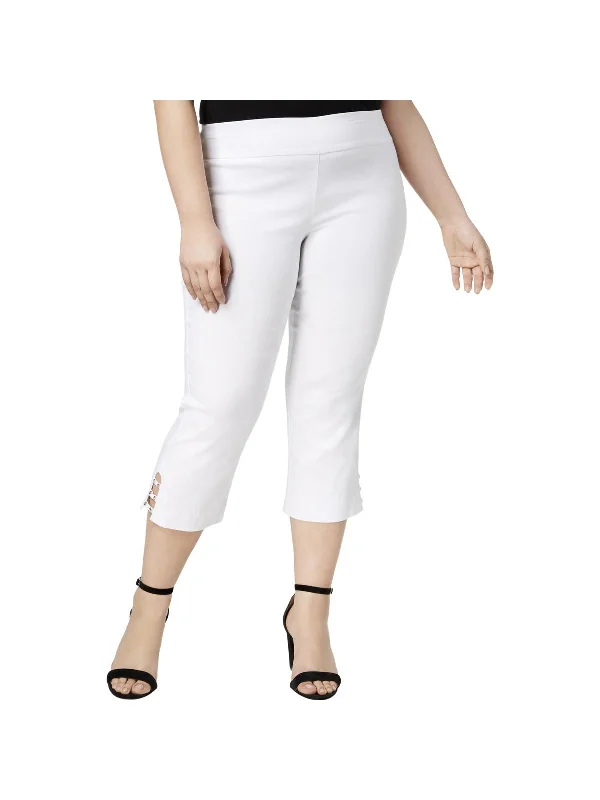 Exclusive Savings Plus Womens Lattice Hem Cropped Capri Pants