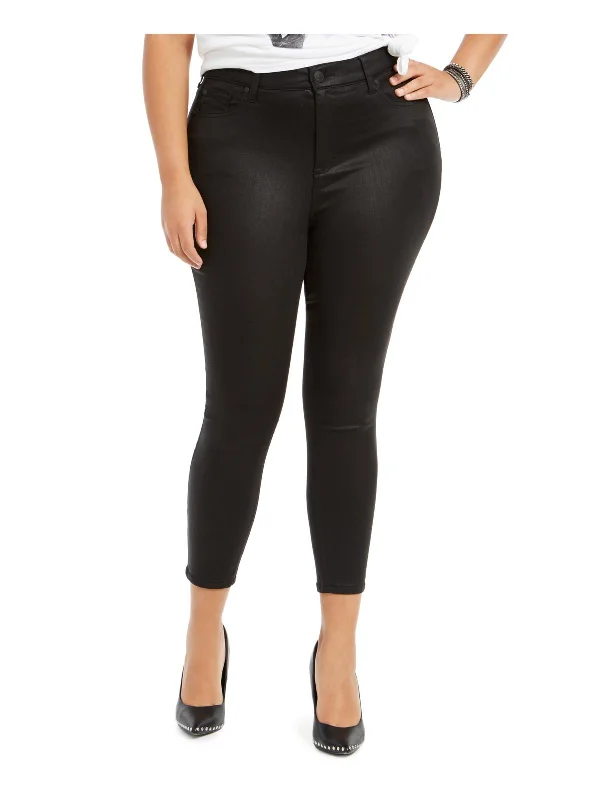 Year-End Sale Plus Womens Party Textured Ankle Jeans