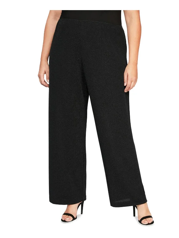 Deal Dash Plus Womens Metallic Stretch Straight Leg Pants