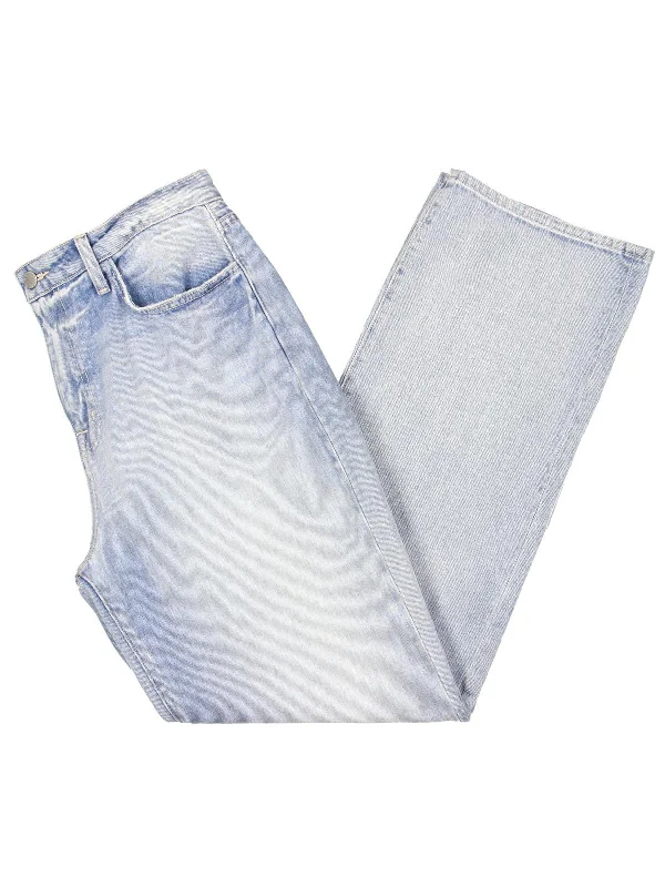 Epic Deals Jones Womens High Rise Faded Straight Leg Jeans