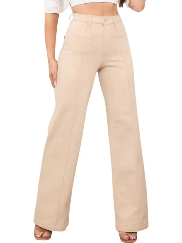 Weekend-Only Price Drops Square Pocket Wide Leg Jeans In Sand