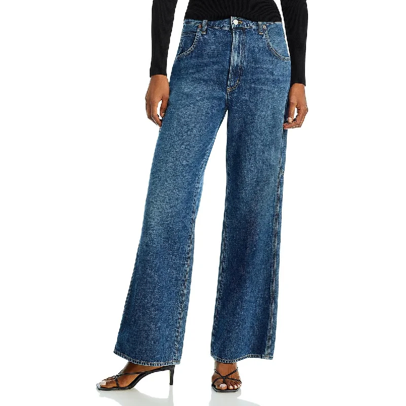 Now or Never Magda Womens High Rise Carpenter Wide Leg Jeans