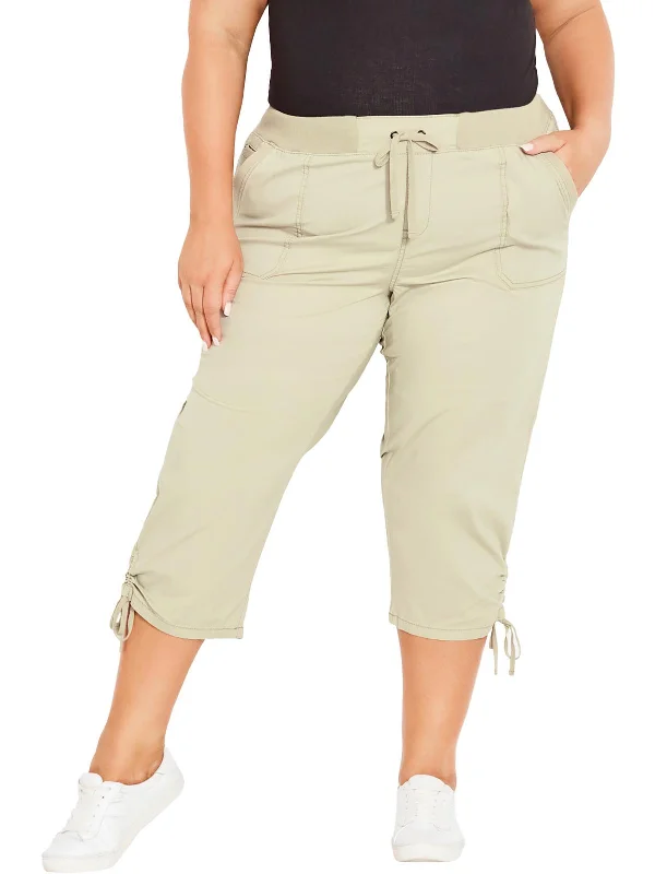 Low Prices Plus Womens High Rise Drawstring Capri Pants