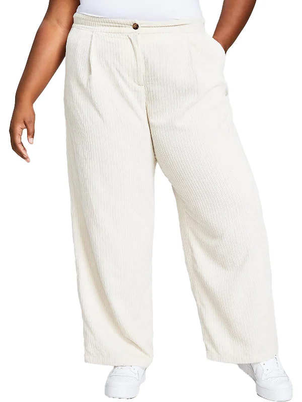 Today’s Deal Plus Womens Corduroy Pleated Trouser Pants