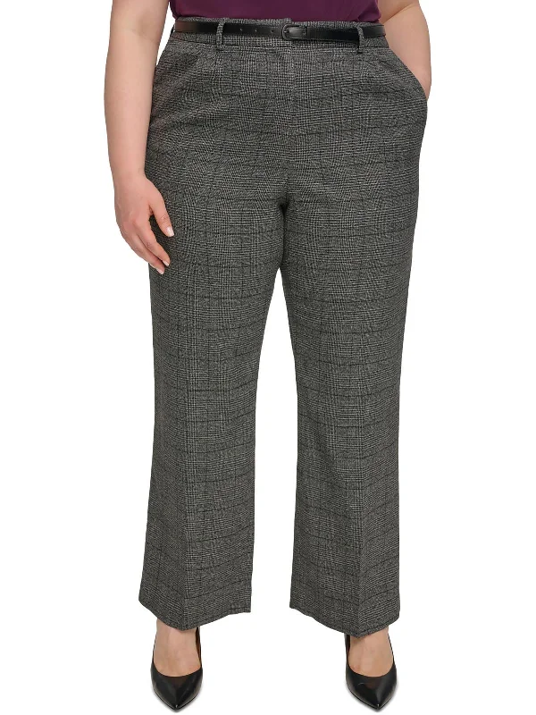 Weekend Bargains to Enjoy Plus Womens Plaid Polyester Trouser Pants
