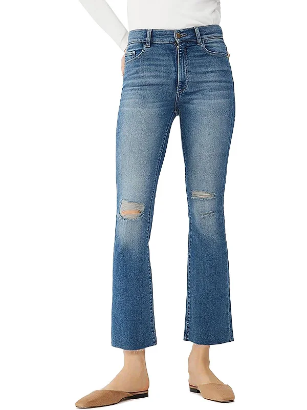 Weekend-Only Price Drops Womens Cropped Distressed Bootcut Jeans