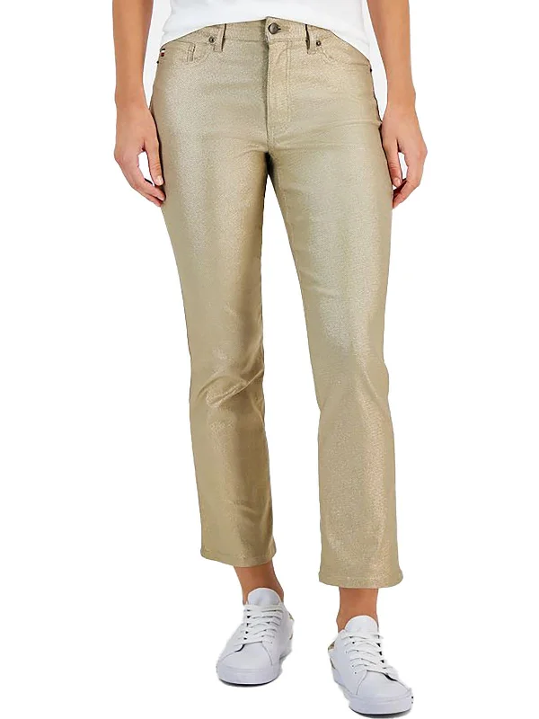 Super Sale Plus Womens Metallic High Rise Skinny Jeans