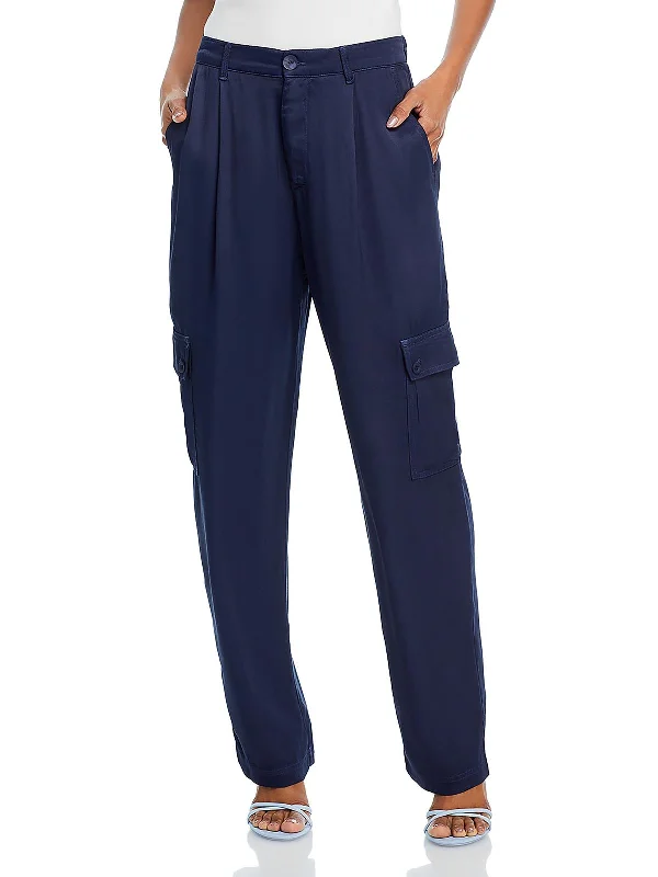 Act Fast Womens High Rise Pleated Cargo Pants