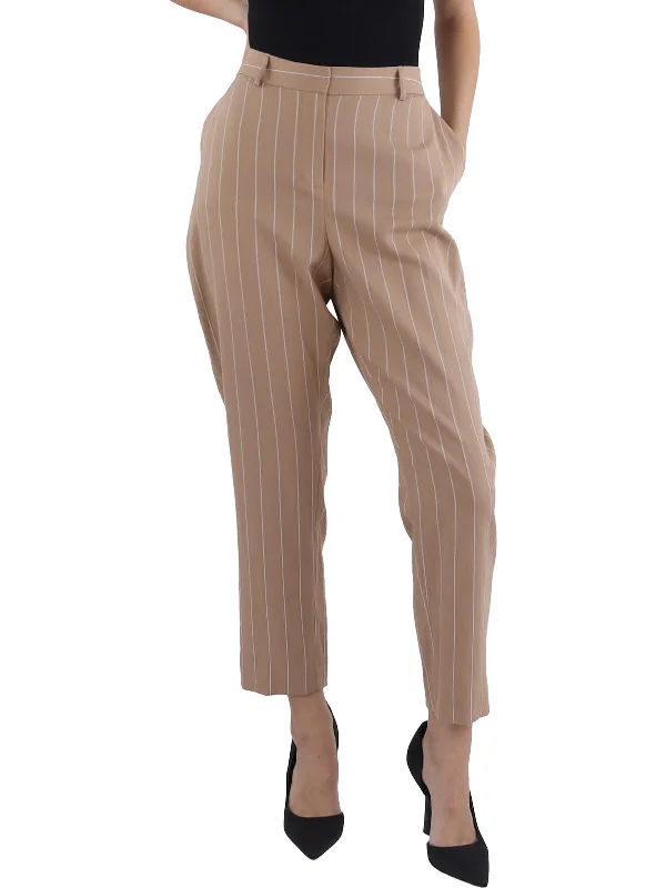 Overstock Shannon Womens Pinstripe High Rise Straight Leg Pants