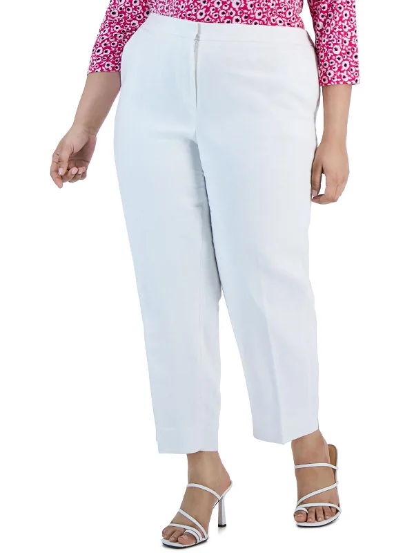Weekend Bargains to Grab Plus Womens Linen Blend Pocket Ankle Pants