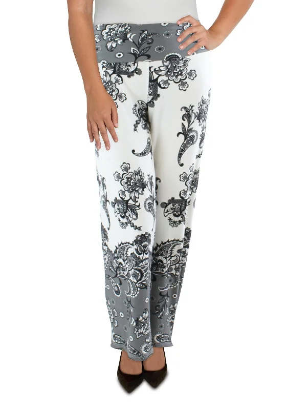 Weekend Flash Sale Plus Womens Fold-Over Waist Paisley Palazzo Pants