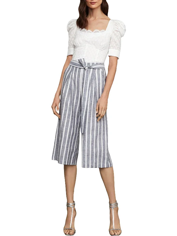 Weekend Bargains to Indulge In Womens Linen Blend Striped Culottes