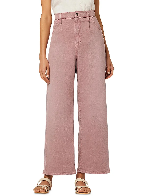 Instant Deal Womens High Rise Pleated Wide Leg Jeans