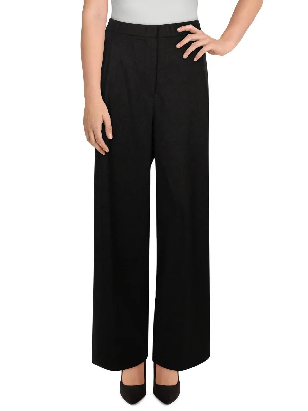 Don't Wait Womens Pleated High Rise Wide Leg Pants