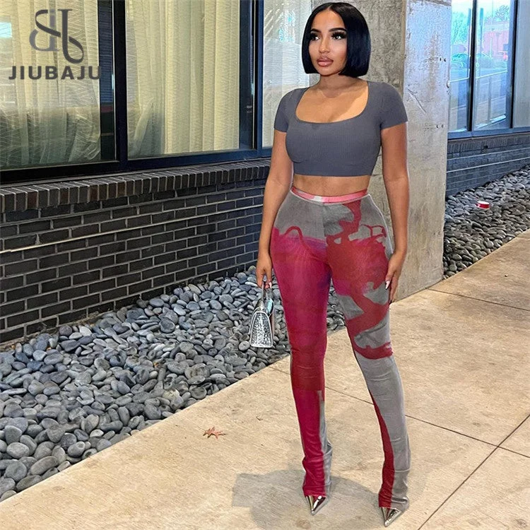 Weekend Discounts to Enjoy Weekend Discounts to Enjoy Skinny Red Print Pants Women 2023 High Waist Black Pocket Pants Print Fashion Casual Flared Trousers Women