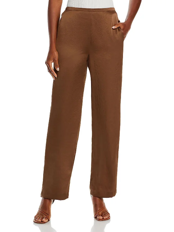 Weekend Deals That Impress Womens Satin Wide Leg Straight Leg Pants
