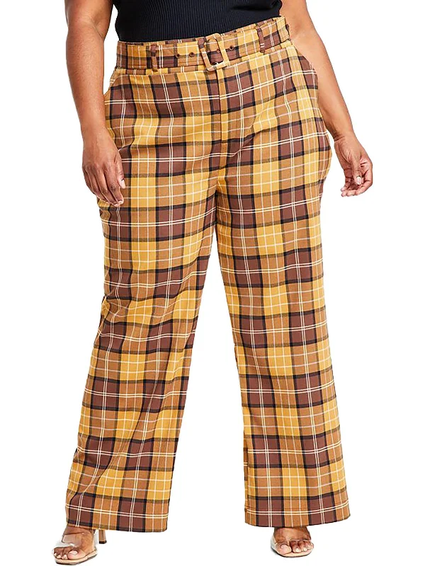 Today Only Plus Womens Belted High Rise Wide Leg Pants