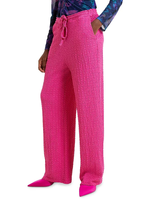 Discount Mania Tash Womens Drawstring Smocked Wide Leg Pants