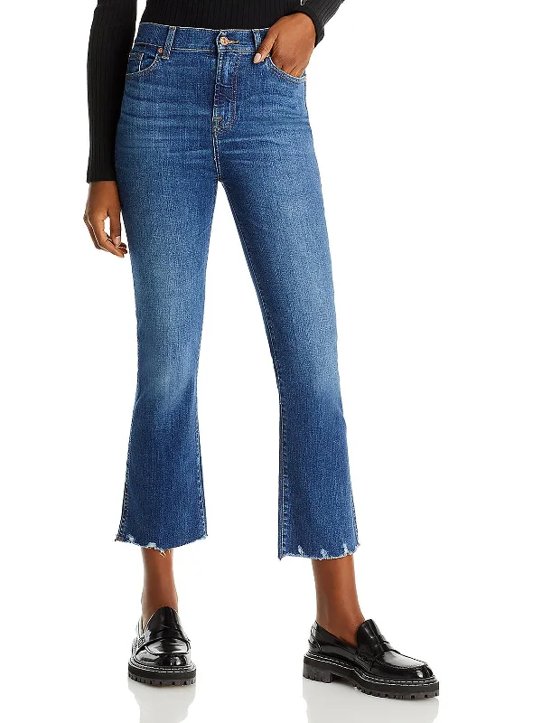 Buy Now Womens High-Waist Frayed Hem Cropped Jeans