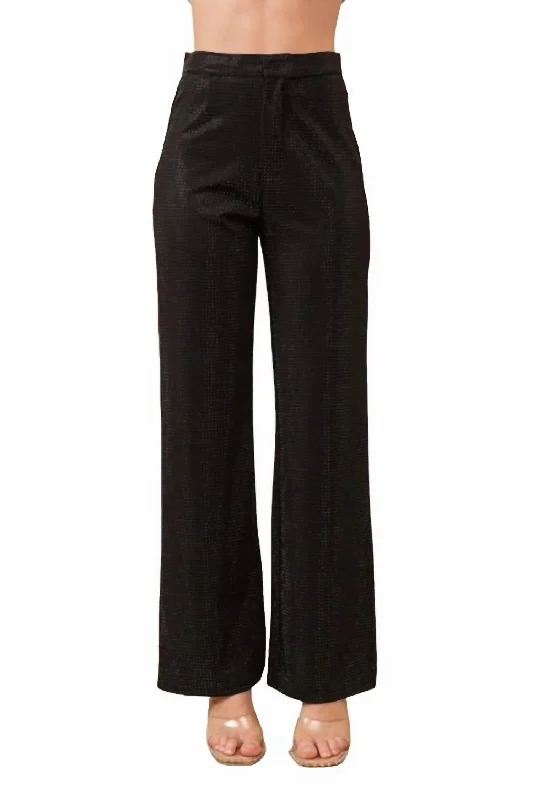 Midnight Madness Stone Embellishments Long Pants In Black