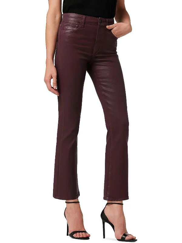 Deep Discounts The Callie Womens Coated High Rise Cropped Jeans