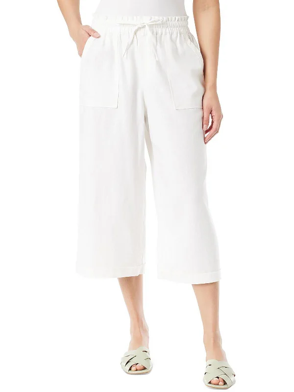 Time-Limited Offer Womens Drawstring Hem High Rise Cropped Pants