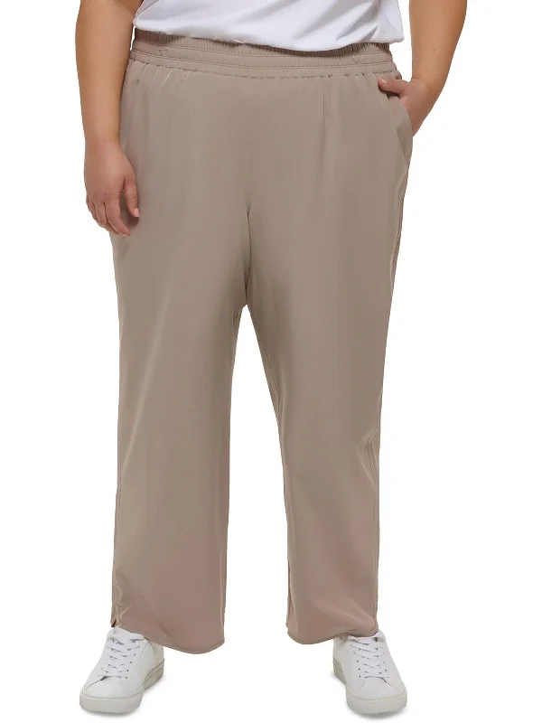 Final Clearance Plus Womens Smocked High Rise Wide Leg Pants