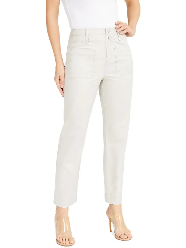 Weekend Savings Galore Womens Patch Pockets High Rise Straight Leg Pants