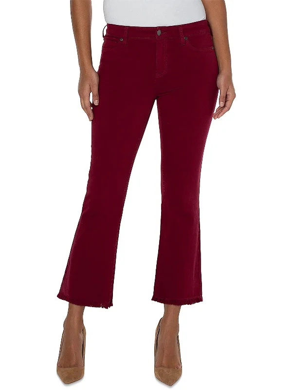 Massive Deal Womens Mid Rise Cropped Flared Jeans