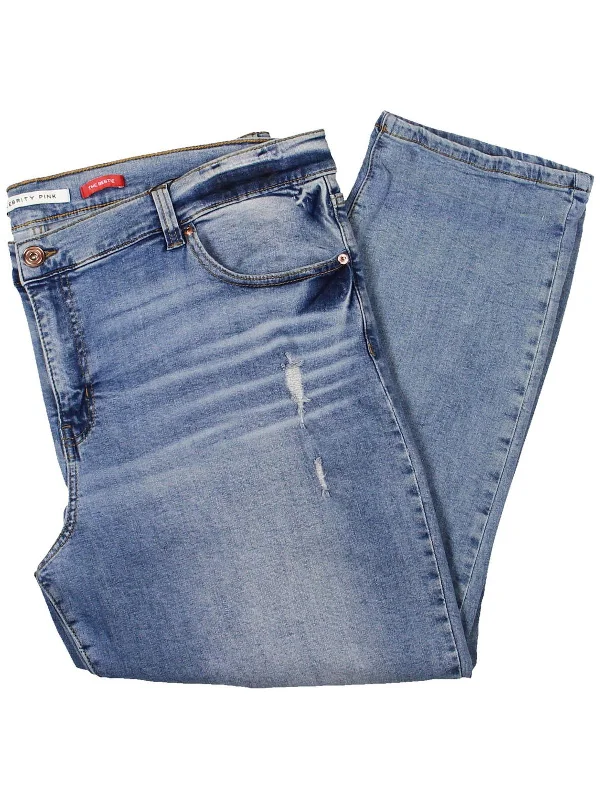 Price Break Womens High Rise Solid Straight Leg Jeans