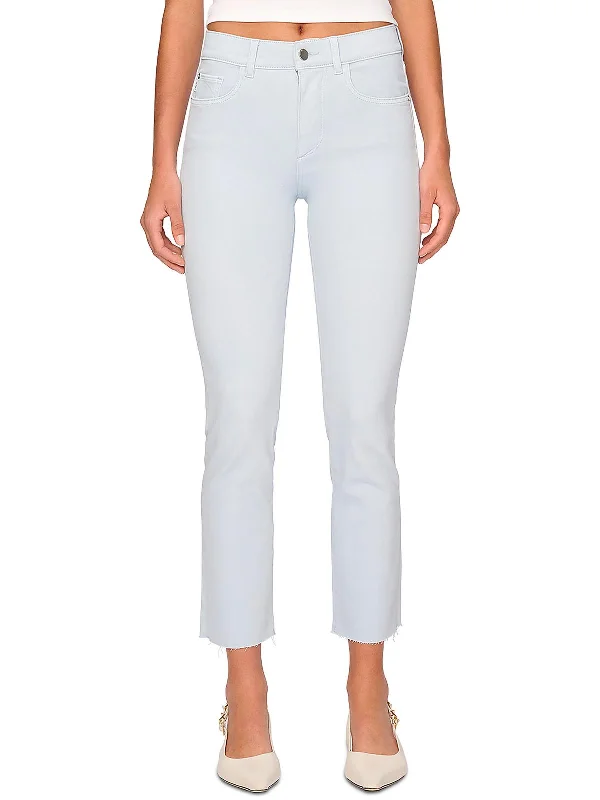 Now Available Womens Faux Pockets Denim Straight Leg Jeans